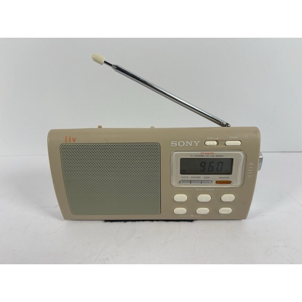 Sony Liv Portable 4-Band TV Weather FM AM Clutch Radio ICF-M410V TESTED WORKS